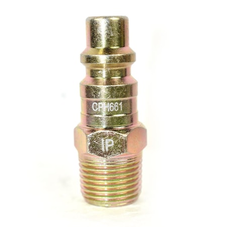 Interstate Pneumatics 3/8 Inch Industrial Steel Coupler Plug x 3/8 Inch Male NPT, PK 25 CPH661-25K